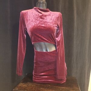 Velvet Cut-Out Dress in Burgundy
